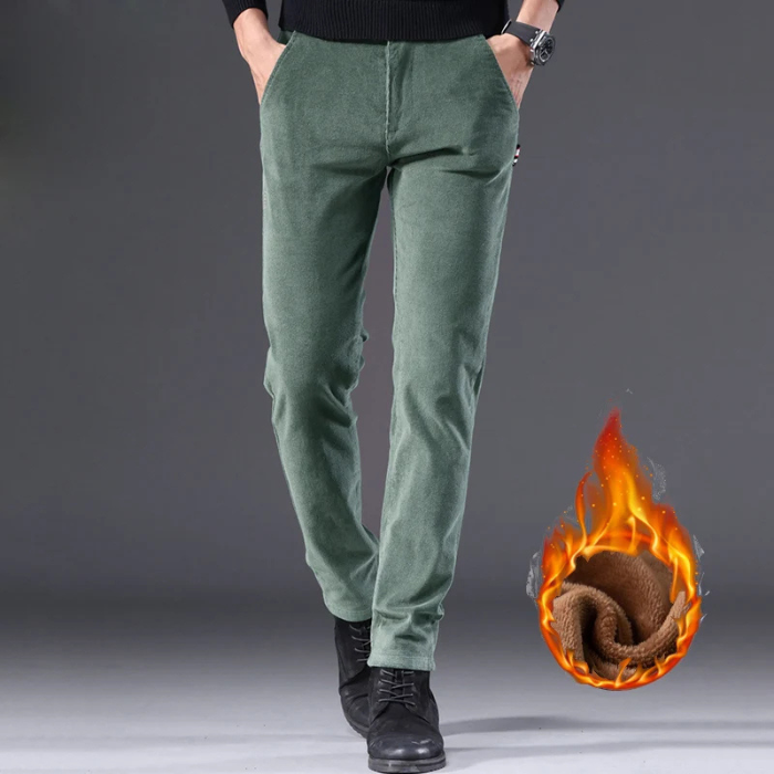 Comfortabele corduroy broek met fleece voering en thermische isolatie voor heren | Ideaal voor herfst/winter
