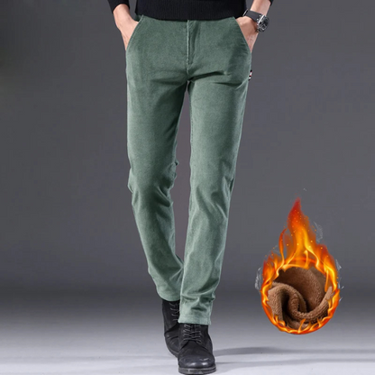Comfortabele corduroy broek met fleece voering en thermische isolatie voor heren | Ideaal voor herfst/winter