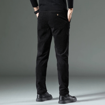 Stijlvolle corduroy broek met slim fit en plooien aan de voorkant voor heren | Ideaal voor herfst/winter