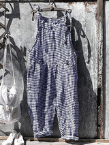Vintage mouwloze gestreepte baggy jumpsuit voor dames | Ideaal voor lente/zomer