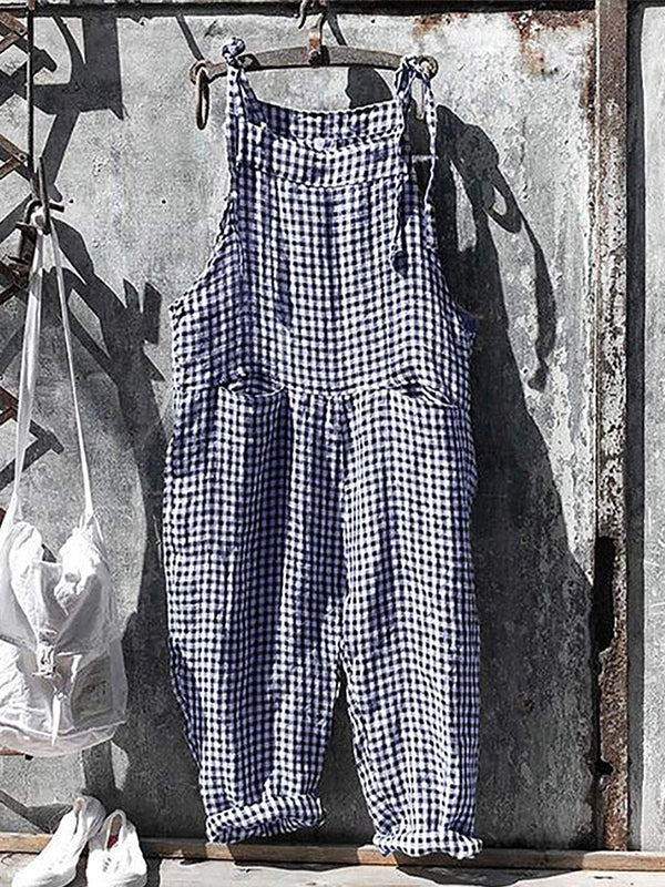 Vintage mouwloze gestreepte baggy jumpsuit voor dames | Ideaal voor lente/zomer