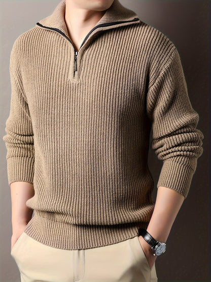 Casual, knusse gebreide trui met ritssluiting voor heren | Ideaal voor herfst/winter