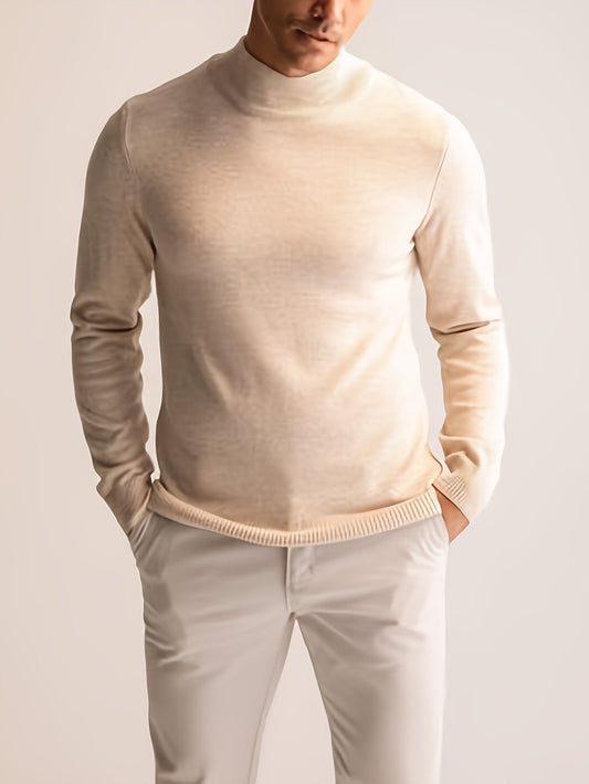 Casual warm gebreid coltrui in beige voor heren | Ideaal voor herfst/winter