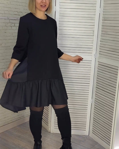 Zwarte jurk met ronde hals elegant design
