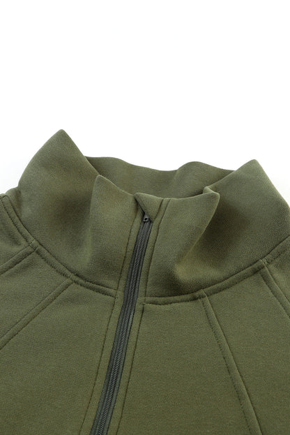 Stijlvolle Bruine Sweatshirt met Rits, Opstaande Kraag en Duimgaten – Perfect voor Casual Comfort