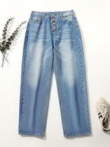 Damesbroek met losse rechte pijpen en zakken, perfect voor casual dagen