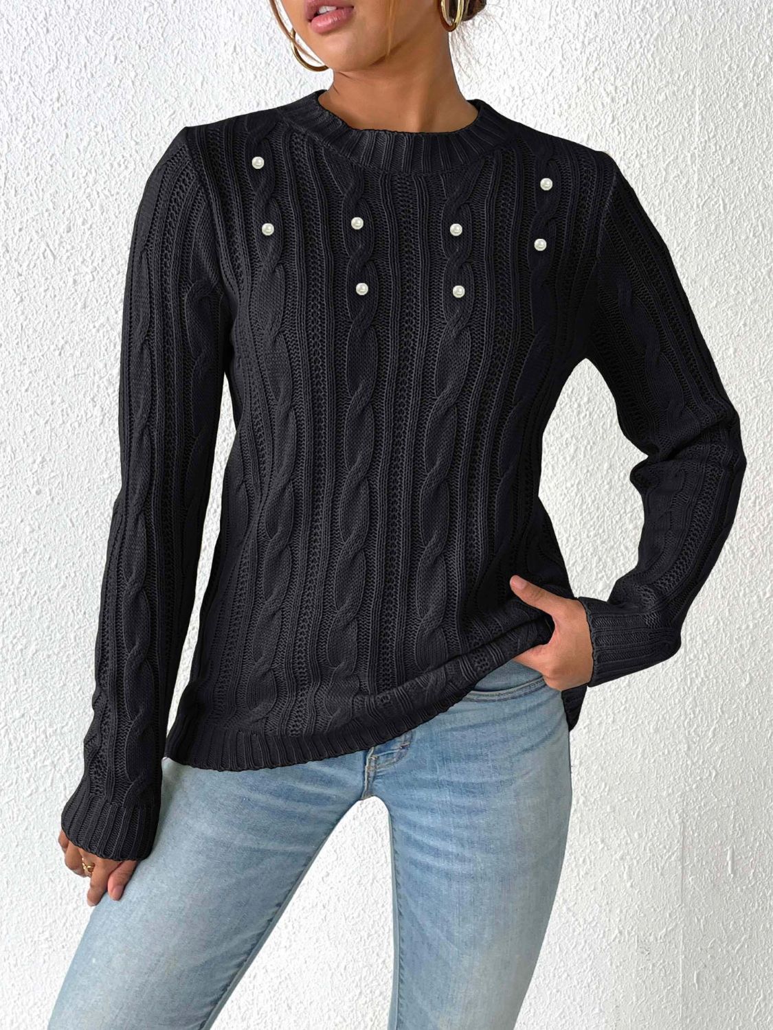Stijlvolle trui met volumineuze kabelpatronen voor dames | Ideaal voor de herfst/winter