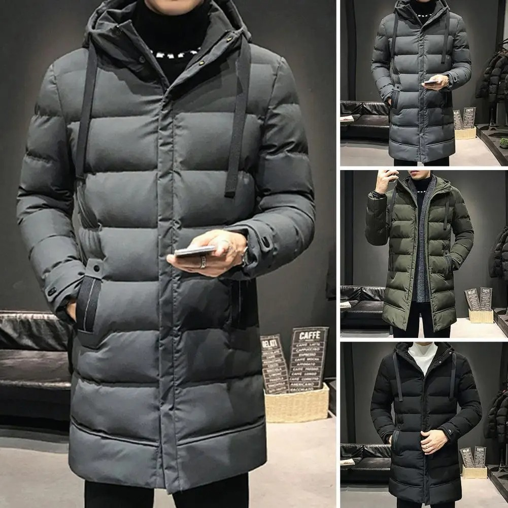 Warme lange herenpufferjas met capuchon en zakken | Perfect voor herfst/winter