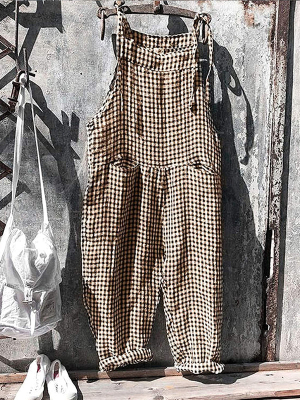 Vintage mouwloze gestreepte baggy jumpsuit voor dames | Ideaal voor lente/zomer