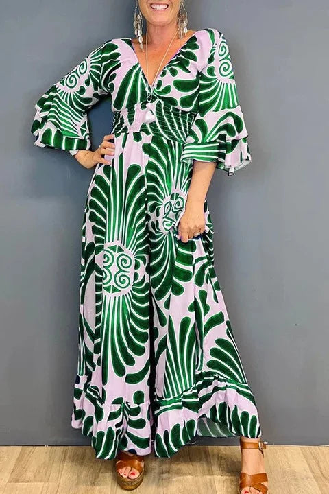 Jumpsuit met V-hals en bloemenprint voor dames, vintage, gerimpeld, ideaal voor de zomer