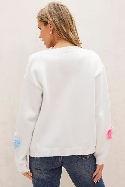 Warm geborduurd vest met bloemen en knopen voor dames | Ideaal voor herfst/winter