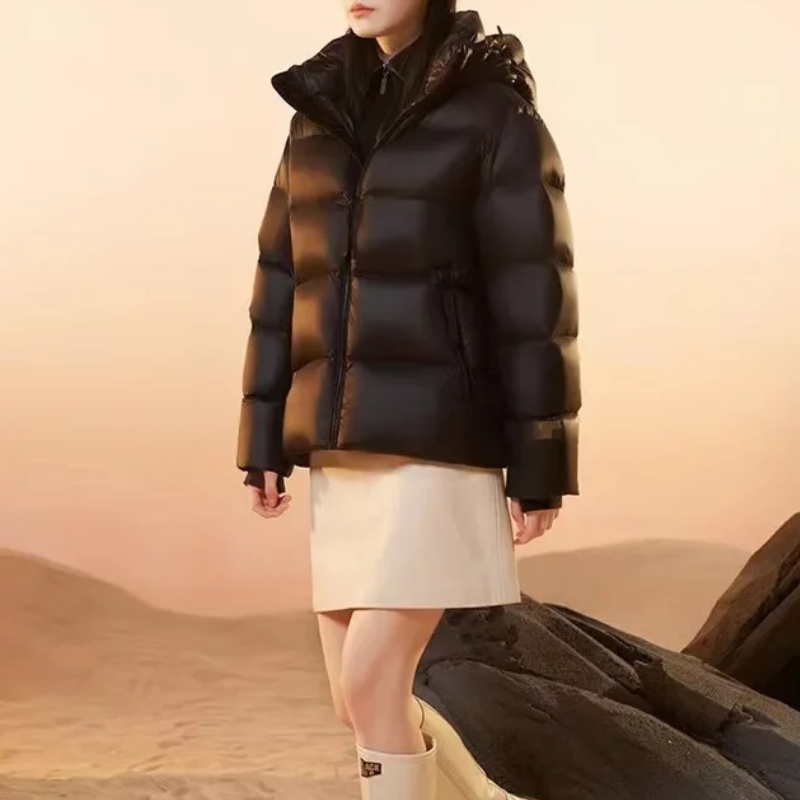 Geïsoleerde zwarte heren Pufferjas met dikke capuchon Perfect voor herfst/winter