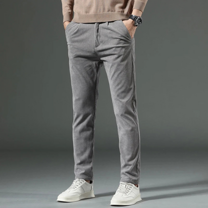 Stijlvolle corduroy broek met slim fit en plooien aan de voorkant voor heren | Ideaal voor herfst/winter