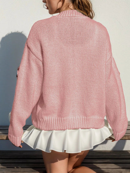 Gebreid damesvest met geborduurde bloemen Ideaal voor de winter