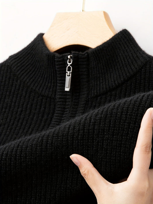 Casual merinoswol trui met rits voor heren | Ideaal voor herfst/winter