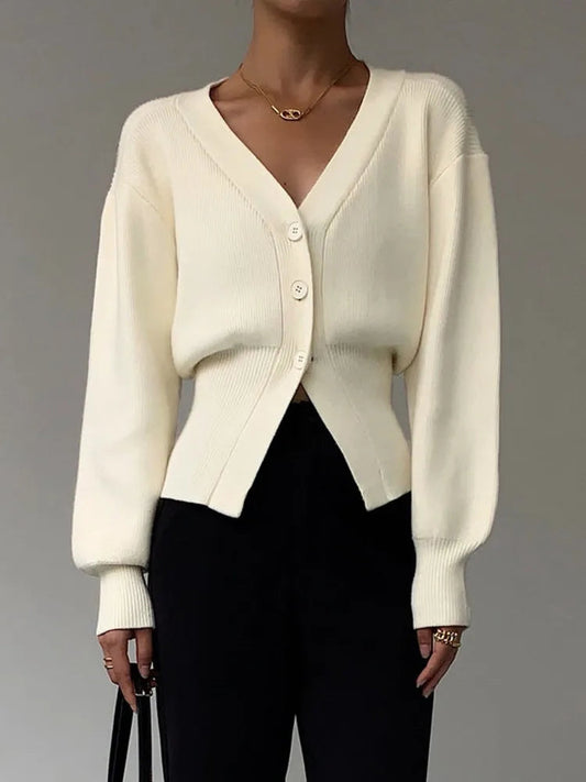Elegant vest met lantaarnmouwen en knopen voor dames | Ideaal voor herfst/winter