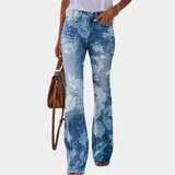 Rosmanda - trendy flared damesjeans met modieuze knopen