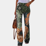 Rosmanda - trendy flared damesjeans met modieuze knopen