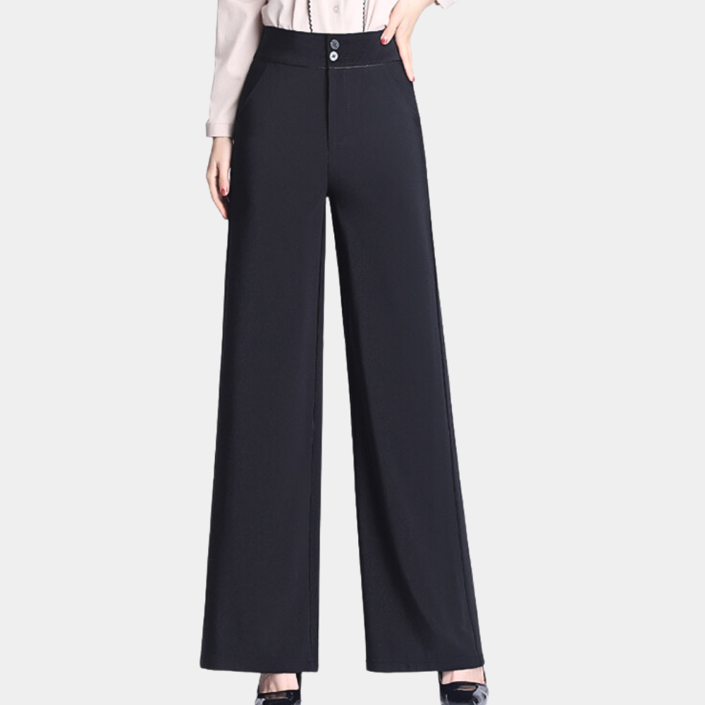 Veronika - stijlvolle broek met hoge taille en vloeiende pijpen voor dames