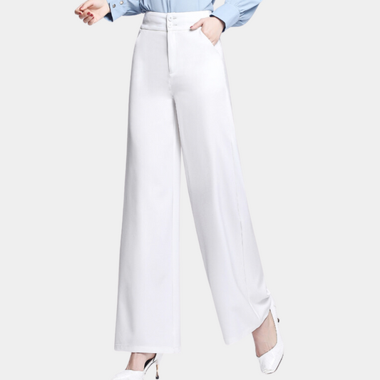 Veronika - stijlvolle broek met hoge taille en vloeiende pijpen voor dames