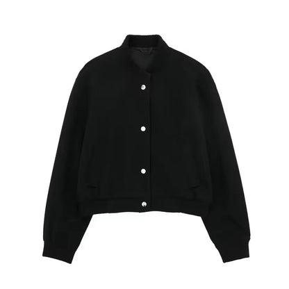 Zwarte Cropped Jas Dames Stijlvol en Veelzijdig