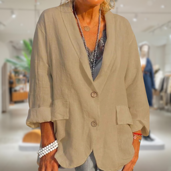 Lichte zomer linnenjas heren kaki casual stijl