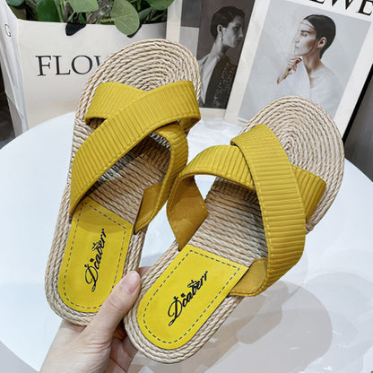 Zomerse damessandalen ECE in beige, mosterdgeel, zwart