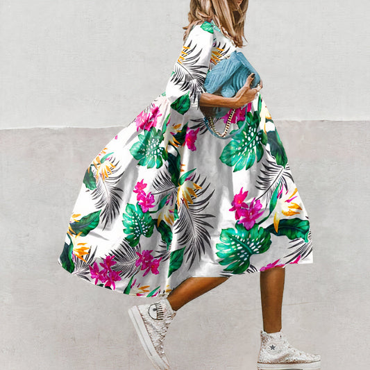 Klassieke zomerjurk Elea in geel, roze en groen