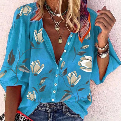 Zomerblouse voor dames met zonnige bloemenprint