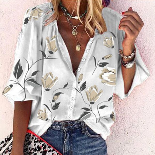 Zomerblouse voor dames met zonnige bloemenprint