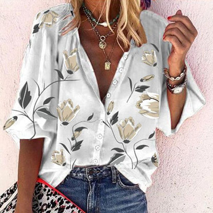 Zomerblouse voor dames met zonnige bloemenprint