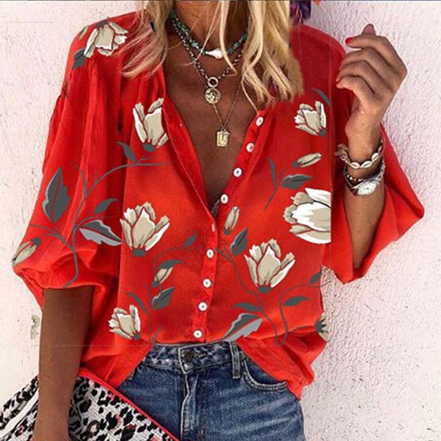 Zomerblouse voor dames met zonnige bloemenprint