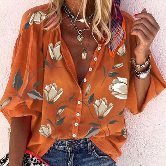 Zomerblouse voor dames met zonnige bloemenprint