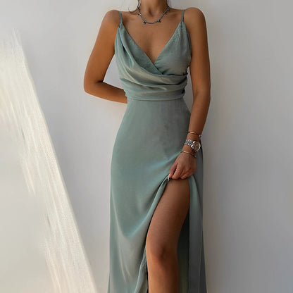 Ziena Rode Elegante Jurk met Hoge Split