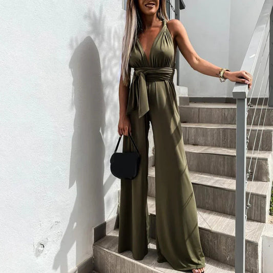 Elegante Mouwloze Jumpsuit Met Vouwriem Voor Vrouwen | Ideaal Voor Lente/Zomer