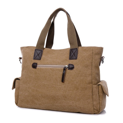 Zwarte canvas draagtas met meerdere zakken casual
