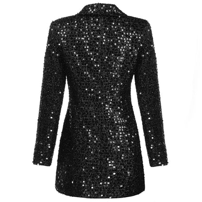 Zwarte Moderne Blazerkleed met Glitters Elegant