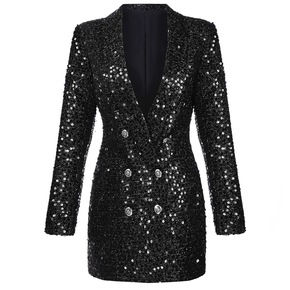 Zwarte Moderne Blazerkleed met Glitters Elegant