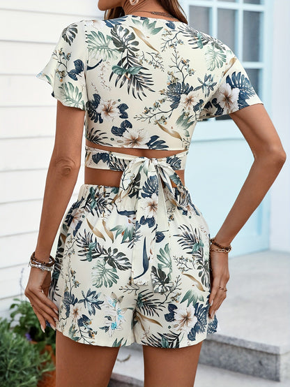 Zomerse Bloemen Set Top en Shorts voor Dames in Diverse Kleuren