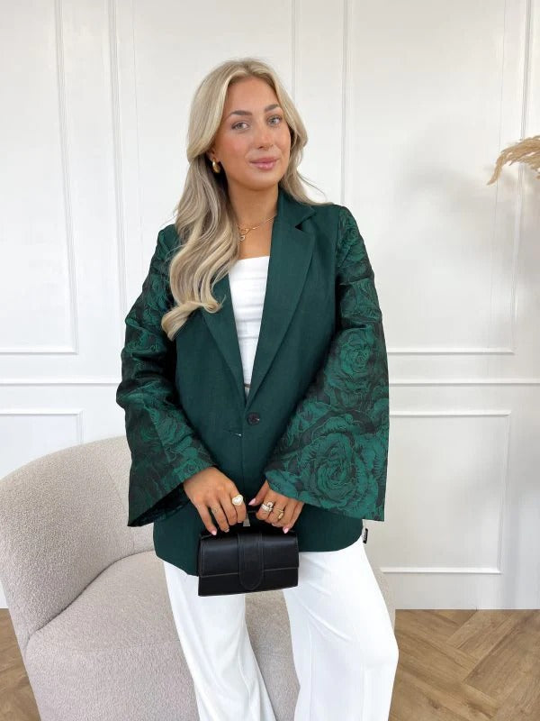 Fudus elegante geprinte dames blazer kastanienbraun