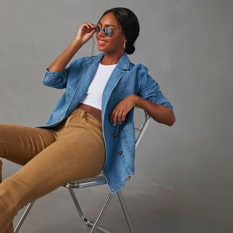 Stijlvolle denim blazer met zakken voor dames | Ideaal voor alle seizoenen