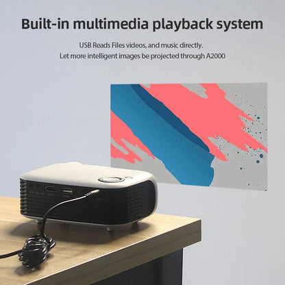 Zwarte mini projector voor slimme thuisbioscoopervaring