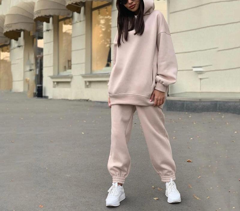 Comfortabele joggingset met capuchon en joggingbroek voor dames in de winter | Ideaal voor de lente en zomer