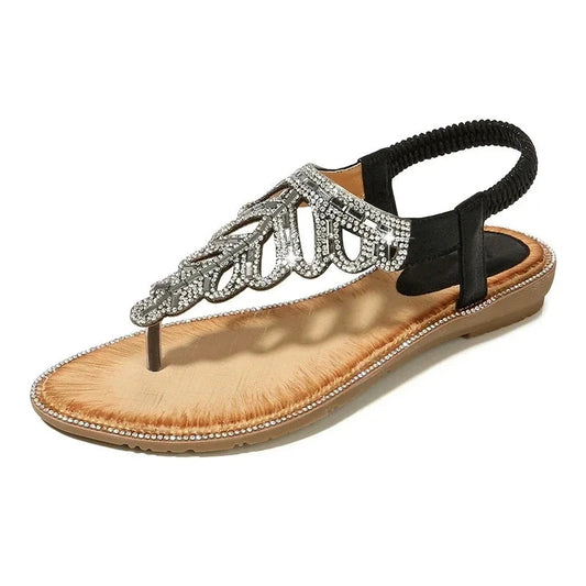 Zomerse sandalen met sleehak bohemian kristallen