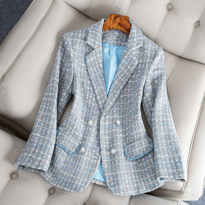 Tweed blazerjas met zakken en knoop voor dames | Perfect voor alle seizoenen