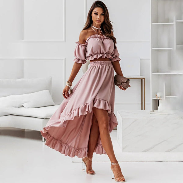 Jurk Dames Off-Shoulder Zomer Casual Maxi