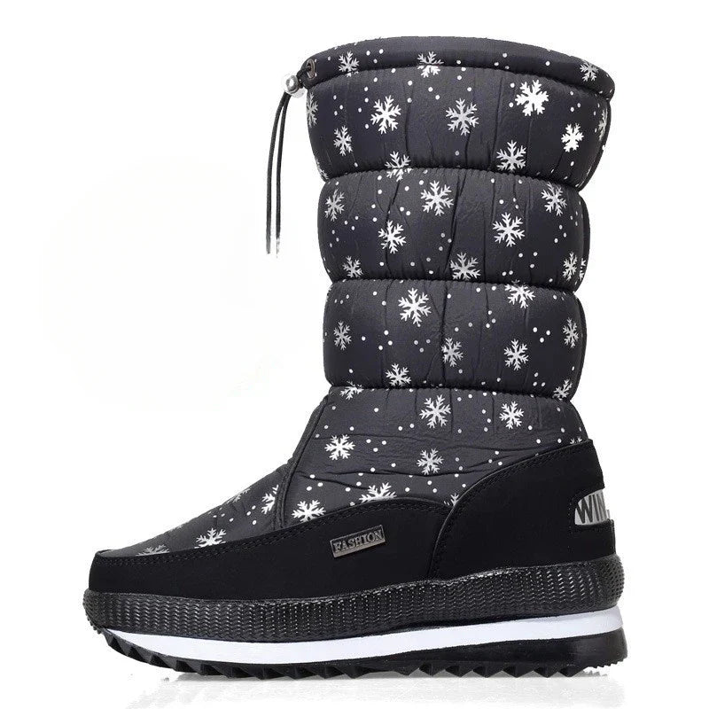 Sneeuwschoenen voor dames | Warme, waterdichte enkellaarzen met plateauzool en antislipbont