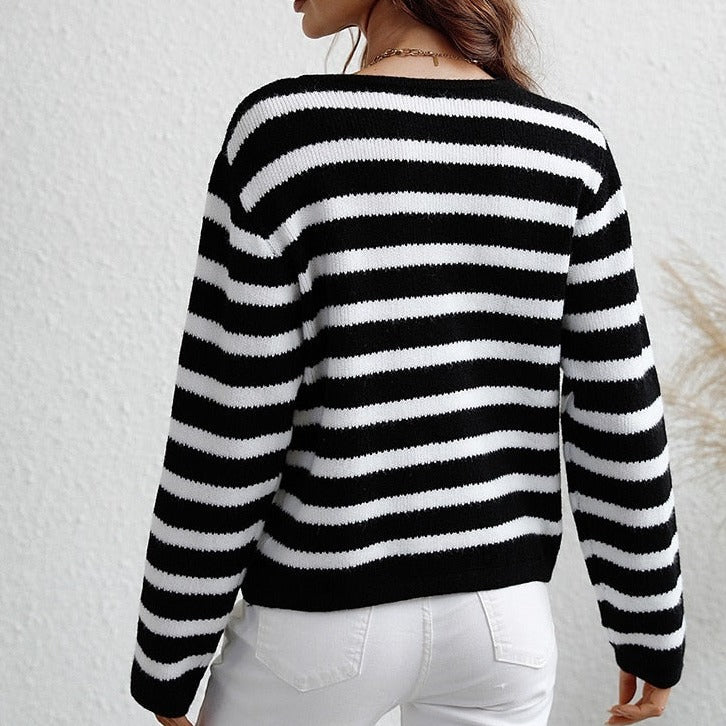 Elegant gestreept vest met knopen voor dames | Ideaal voor herfst/winter