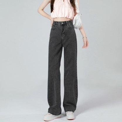 Trendy wijde denim broek met hoge taille voor dames Perfect voor casual dagen
