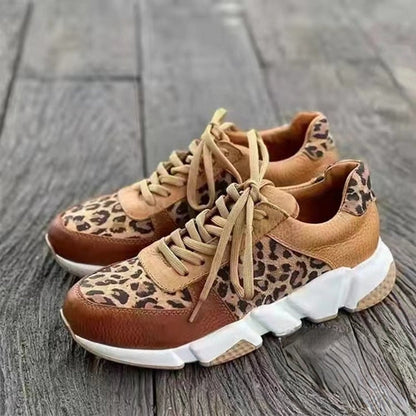 Luipaard Veterschoenen Met Dikke Onderkant Voor Vrouwen | Ideaal Voor De Zomer